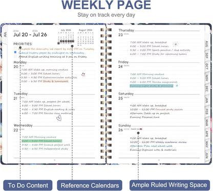Planner 2026-2027, Weekly and Monthly Calendar Planner, JUL 2026 - JUN 2027 | A5(6.3'' x 8.5''), Hardcover, Agenda Book, Sprial Bound, Inner Pocket, Office and School Use