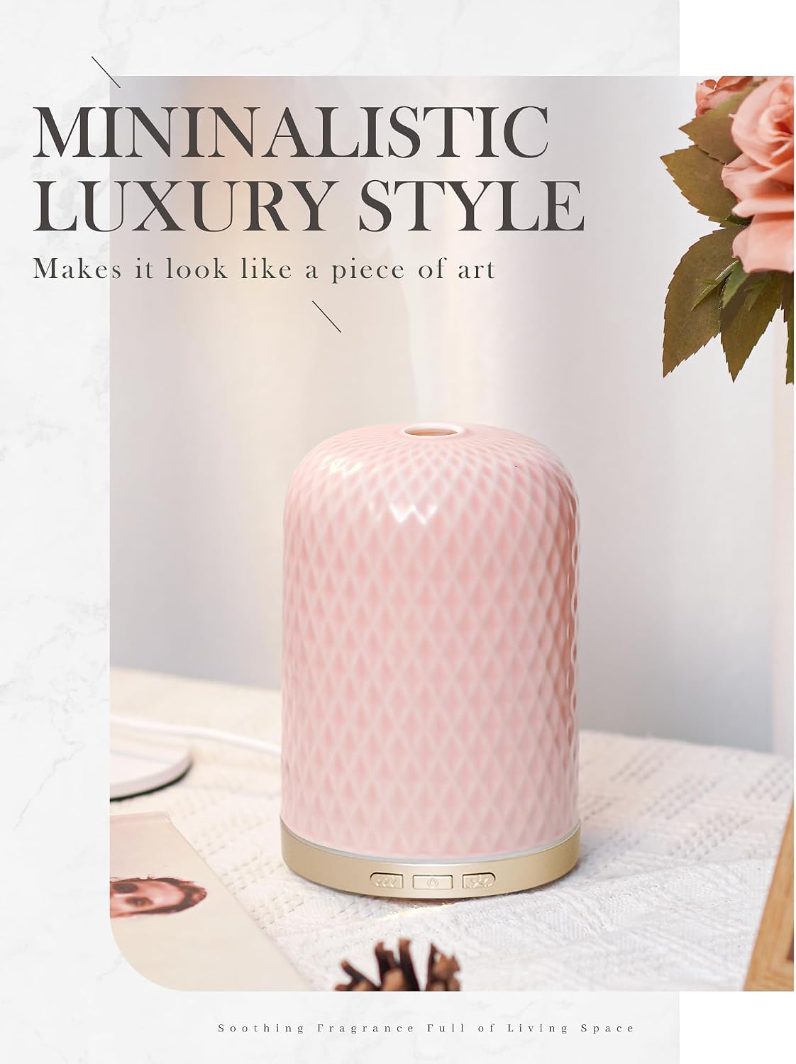 Essential Oil Diffuser - 2.4MHz Ultrasonic Glass Diffuser with Pulse/Continuous Mist & Night Light, Waterless Auto-Off, Silent Aromatherapy Diffuser for Home, Office, Yoga, Spa, Gifts & Home Decor.