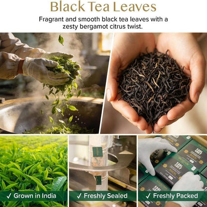 VAHDAM Earl Grey Tea Bags (100 Count)Bergamot Black Tea in Pyramid Tea Bags