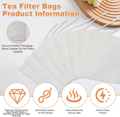 400 PCS Tea Bags for Loose Leaf Tea, 3.54" x 2.75" Tea Bags Empty, Disposable Drawstring Filter Bags of Food Grade Material | for Brewing Coffee, Spices, Cooking & DIY