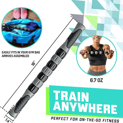 Elite Massage Roller Stick Targets Sore, Tight Leg Muscles to Prevent Cramps and Release Tension. It's Sturdy, Lightweight, Smooth Rolling and Thankfully This Lifesaver has Comfortable Handles.Red