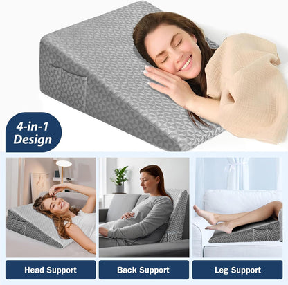 Wedge Pillow for Sleeping, 7.5" Memory Foam Bed Wedge Pillow