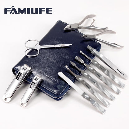 FAMILIFE Stainless Steel Manicure Set 11-in-1 Professional Nail Clipper Kit