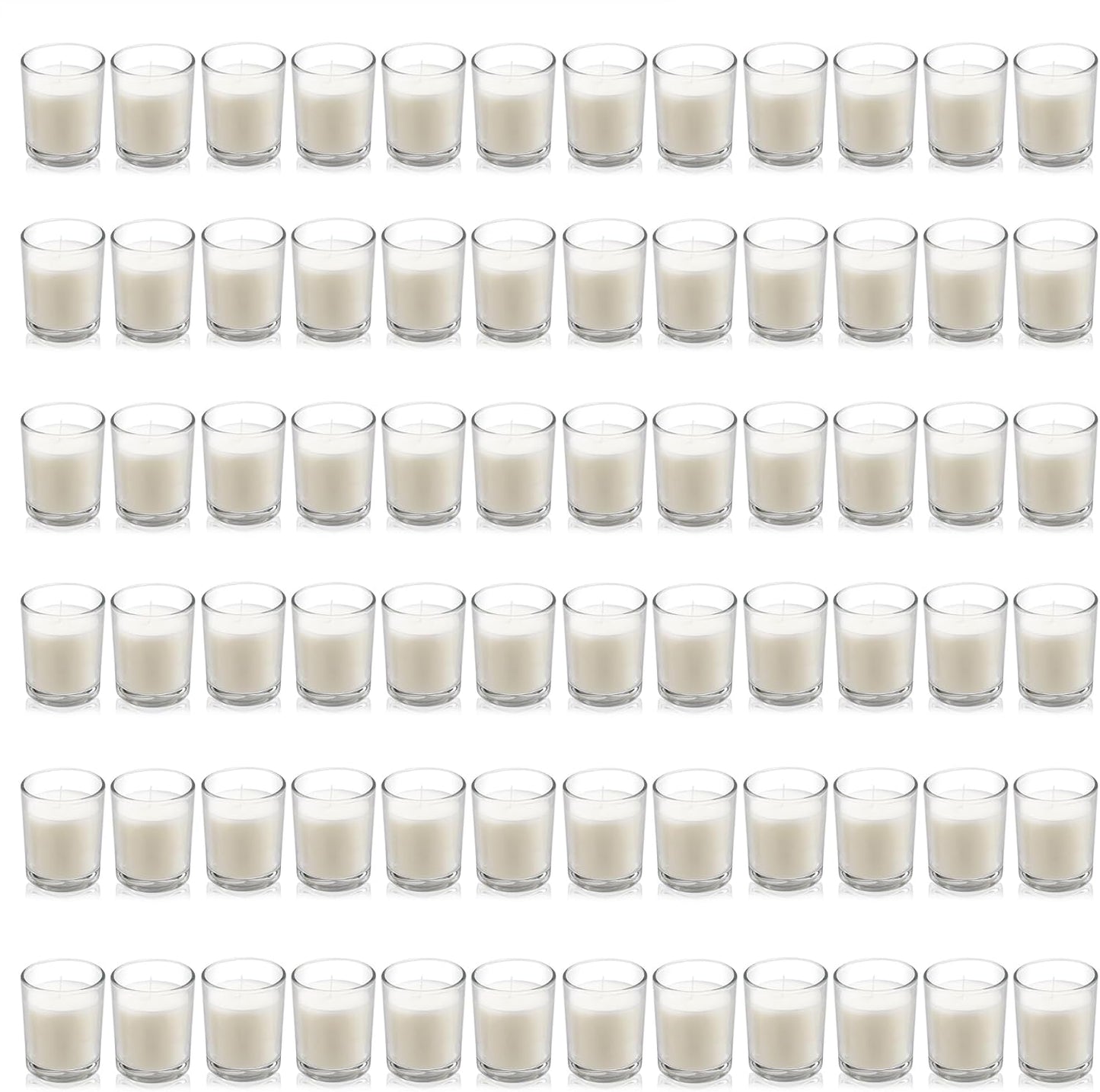 Housecret 24 Pack Warm White Unscented Clear Glass Filled Votive Candles. Hand Poured Wax Candle Ideal Gifts for Aromatherapy Spa Weddings Birthdays Holidays Party