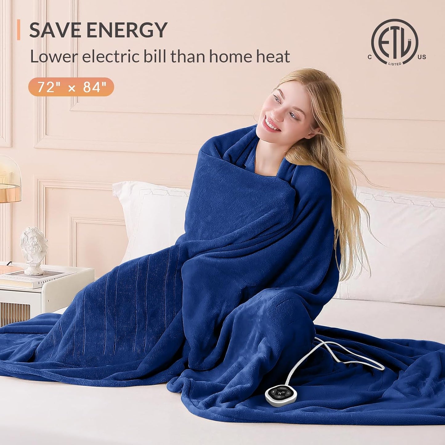HOMLYNS LuxeHeat Heated Blanket Electric Blanket, Soft Flannel Sherpa Heated Throw, Heating Blanket with 5 Heat Settings, 3 hrs Timer Auto Shut Off (50x60 inches, Purple), Only for 120V Voltage Use
