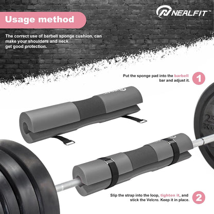 NEALFIT Barbell Pad Squat Pad for Squats—Squat Bar Pad—Great for Weightlifting,Lunges and Hip Thrusts—Foam Sponge Pad—Fit Standard and Olympic Bars Perfectly