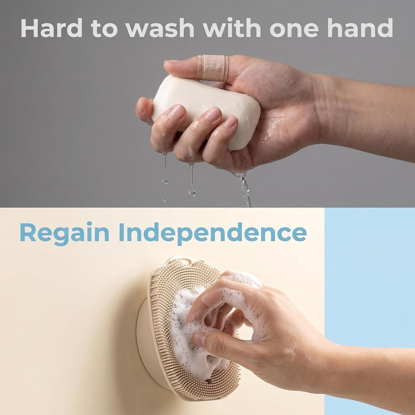 Soft Silicone Body Scrubber, Gentle Like a Hand Exfoliating Your Skin and Build Up Lather Easily, Back Large Suction Cup Easy to Store, Long-Lasting & Deep Clean (Pink)