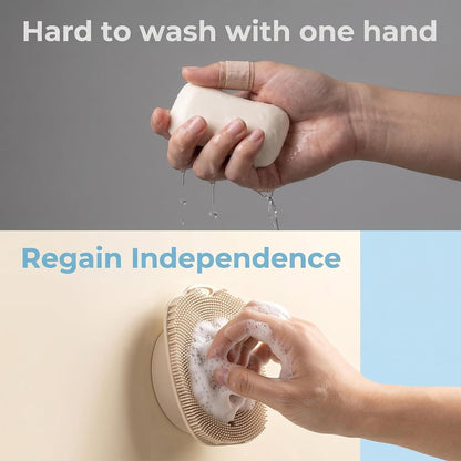 Soft Silicone Body Scrubber, Gentle Like a Hand Exfoliating Your Skin and Build Up Lather Easily, Back Large Suction Cup Easy to Store, Long-Lasting & Deep Clean (Pink)