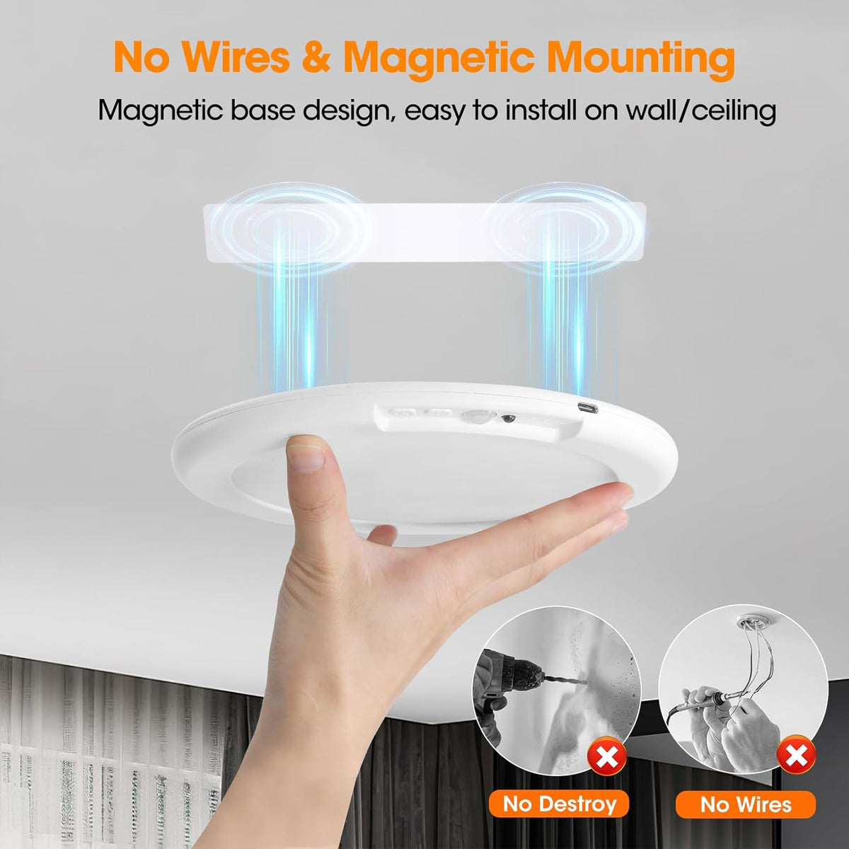 Gotopceed Rechargeable Motion Sensor Ceiling Light, Wireless Closet Light