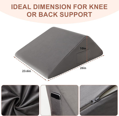 Bedluxe Knee Pillow for Back Sleeping, Leg Pillow Knee Wedge Pillow, Memory Foam Wedge Pillows for Legs Post Surgery, Triangle Pillow for Knee Support, Leg Elevation, Knees Hip Back Pain Relief, White