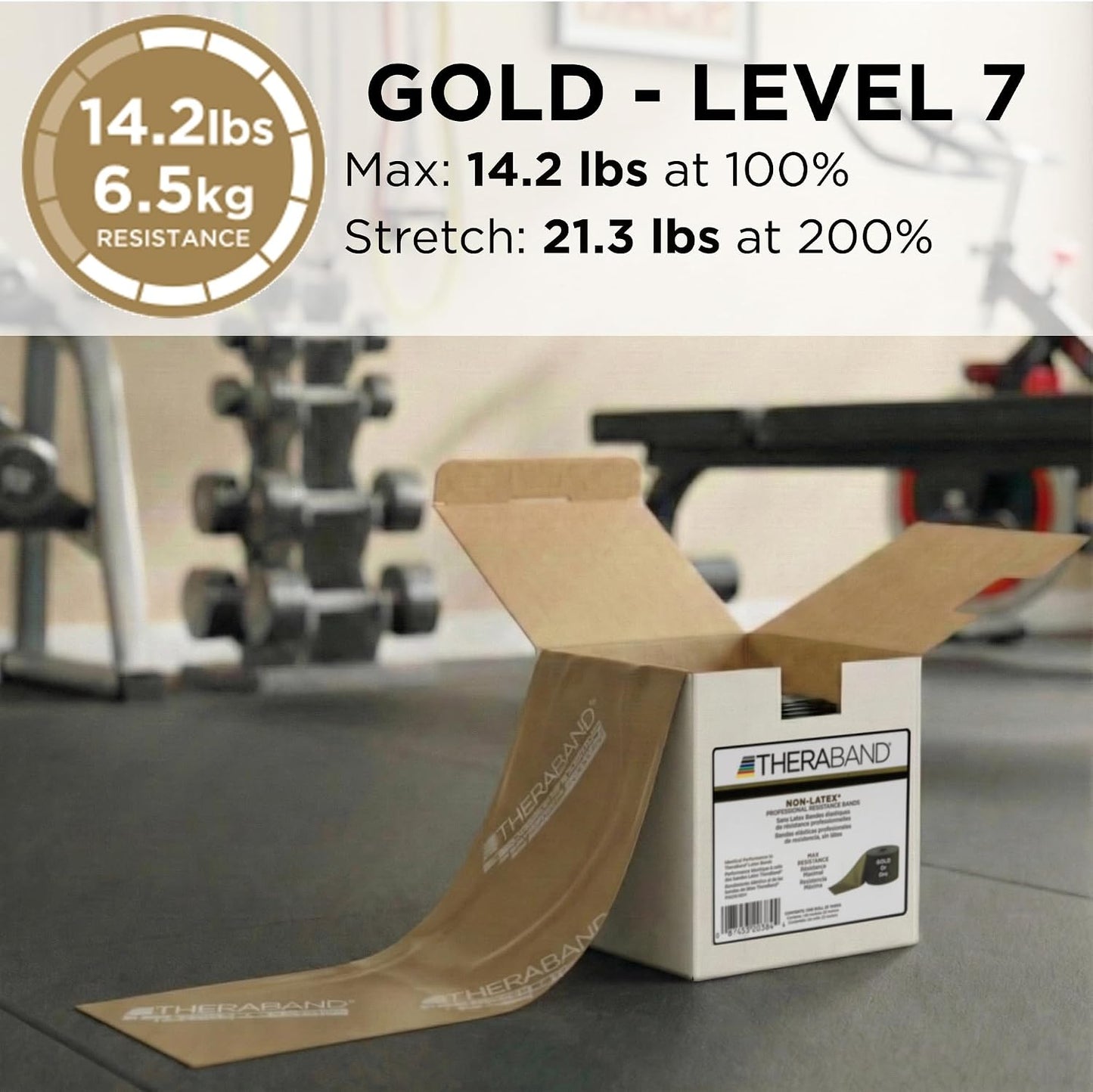 THERABAND Resistance Band, Gold, Max, 25-Yard Roll, Latex-Free, Elastic Band for Exercise, Physical Therapy, Yoga, Pilates, Stretching, Home Workouts, Color-Coded for Easy Resistance Levels