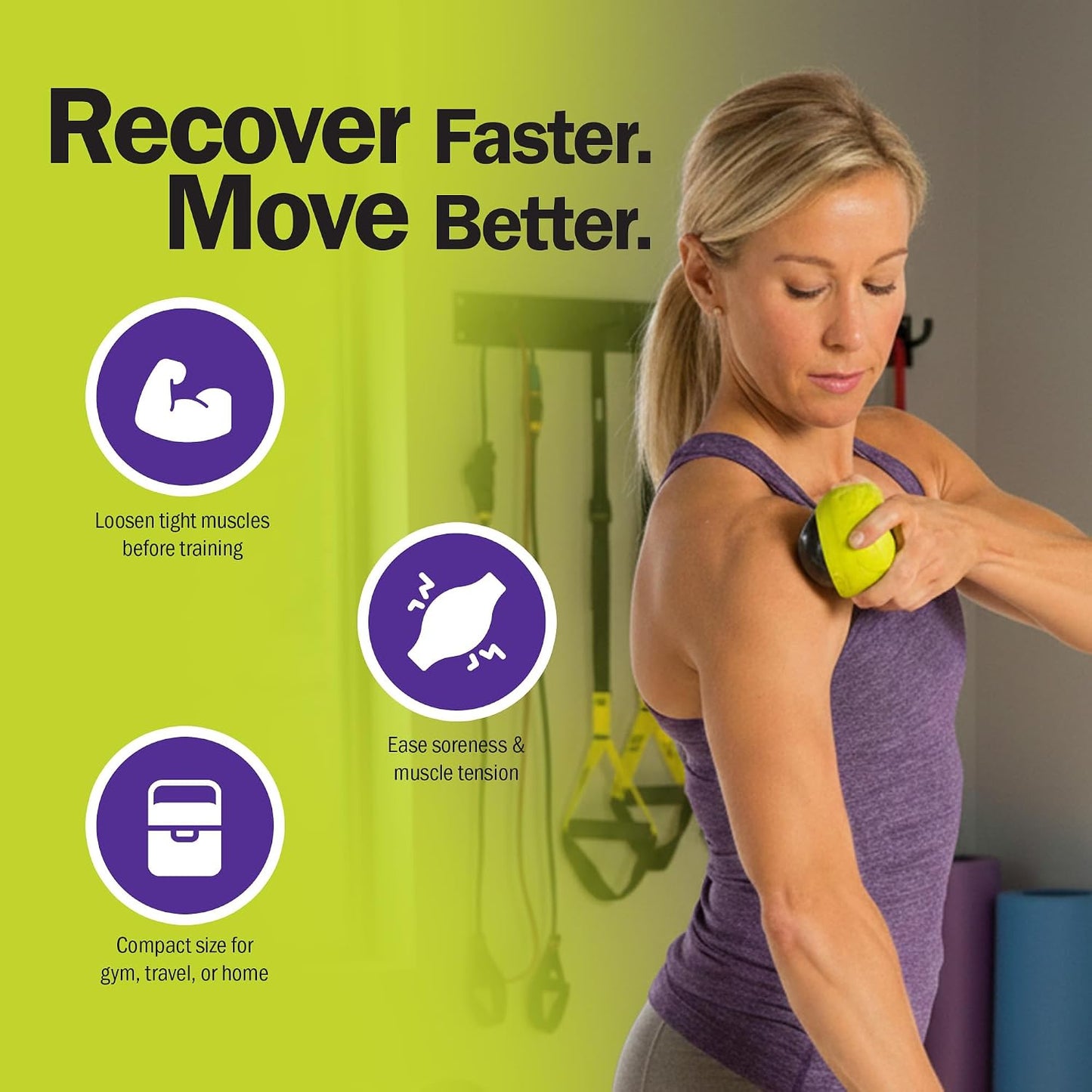 GoFit GoBall Trigger Point Massage Ball for Back, Shoulders, Legs and Glutes, 2.7 Inch Handheld Muscle Massage Tool for Targeted Pressure and Self-Massage