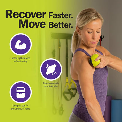GoFit GoBall Trigger Point Massage Ball for Back, Shoulders, Legs and Glutes, 2.7 Inch Handheld Muscle Massage Tool for Targeted Pressure and Self-Massage