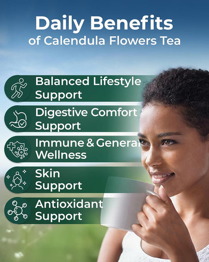 50 Bags Calendula Tea Dried Flowers Herbal Tea (Calendula Officinalis) - 50 Count 1.5 g Flower Herb
