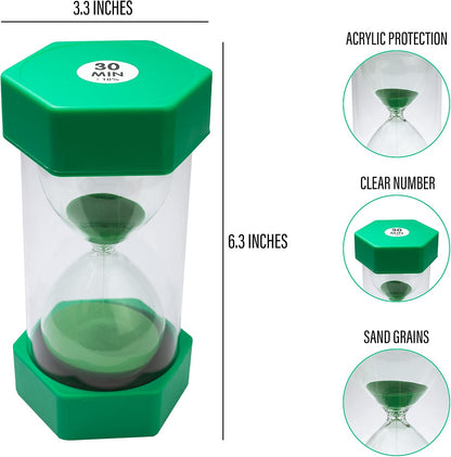 Sand Timer for Kids Set of 3 Small Colorful Hourglass Acrylic Covered Clock 1Min 2Min 5Min for Classroom, Home & Kids Room