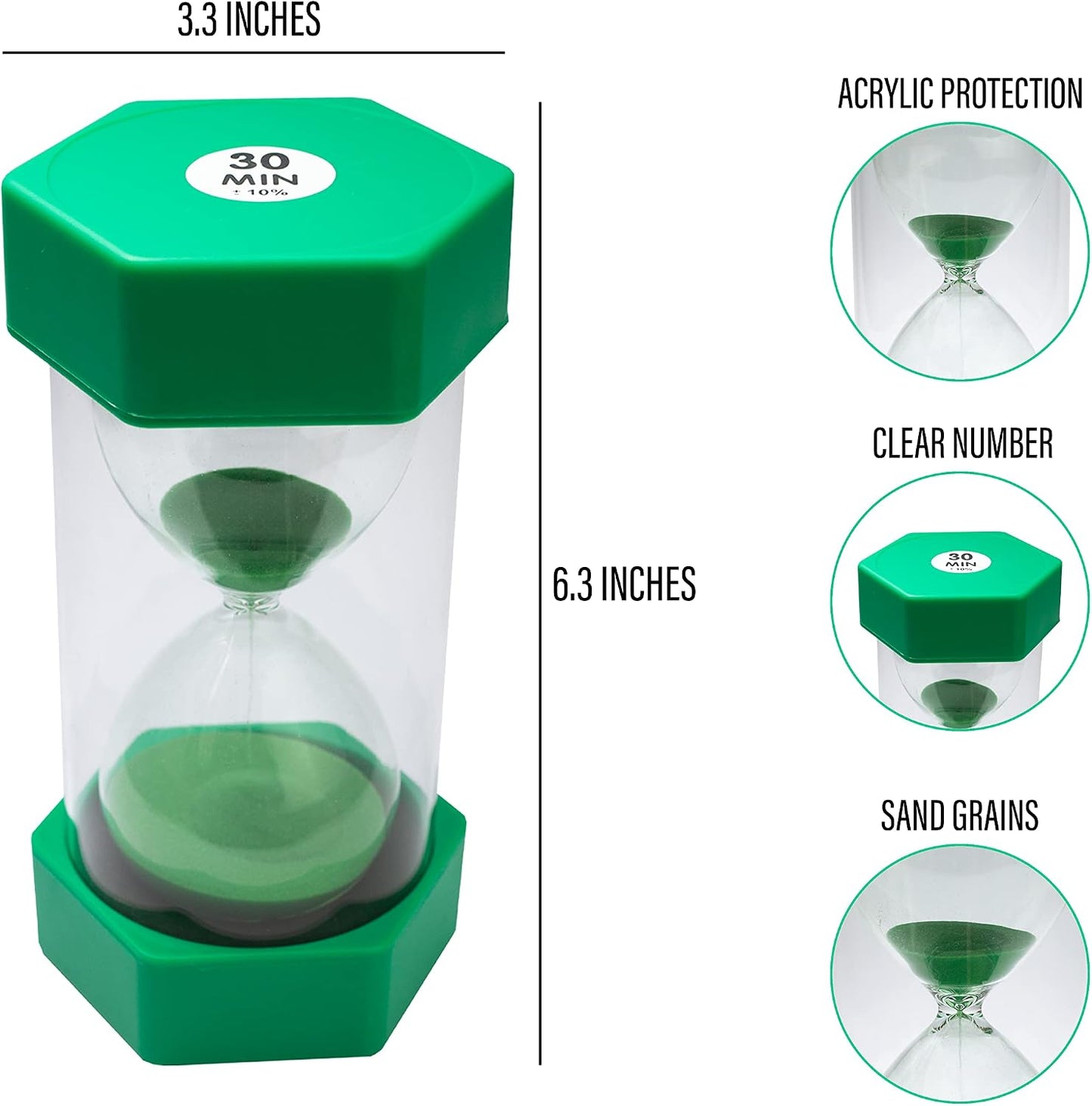 Sand Timer for Kids Set of 3 Small Colorful Hourglass Acrylic Covered Clock 1Min 2Min 5Min for Classroom, Home & Kids Room