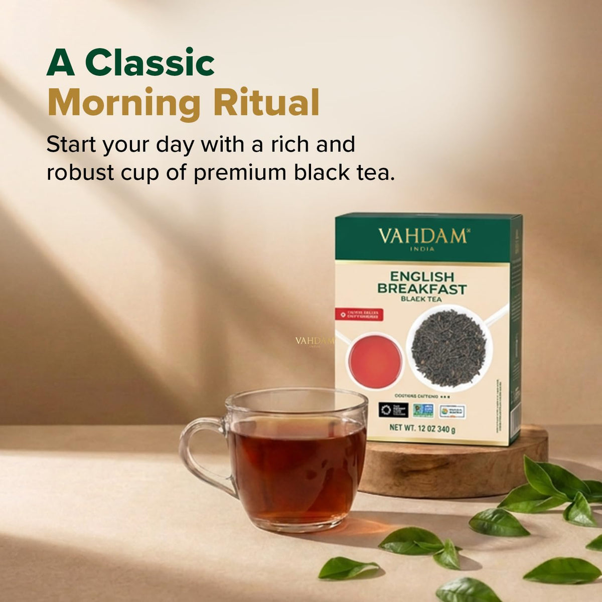 VAHDAM English Breakfast Tea Loose Leaf (12oz|170+ Cups) Bold Black Tea