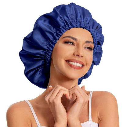 Satin Bonnet Silk Bonnet Hair Bonnet for Sleeping-Slouchy Beanie Hat Satin Sleep Cap for Women's Natural & Curly Hair(Blue Zircon)