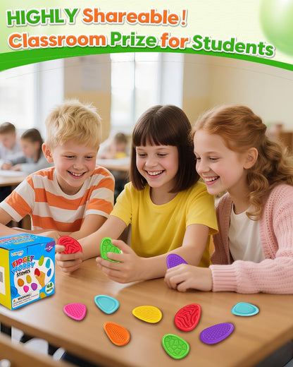 Fidget Toys Sensory Stone for Kids: 48 Pack Textured Worry Stones - Bulk Fidgets for Classroom Prizes Goodie Bag Stuffers - ADHD Tools for Autism Kids Calming - Travel Toys Gifts Party Favors