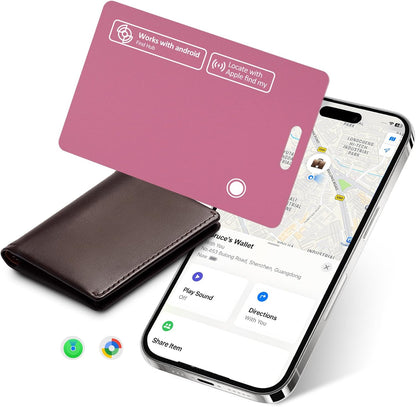 2 Pack Wallet Tracker Card for Apple & Android, Tracking Card for Backpacks