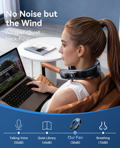 Neck Air Conditioner, Portable Neck Fan with Large Cooling Area, 22H Max Cooling, 100 Speeds, 6000mAh Battery, Digital Display, Wearable Fan for Outdoor Work, Office & Travel Black