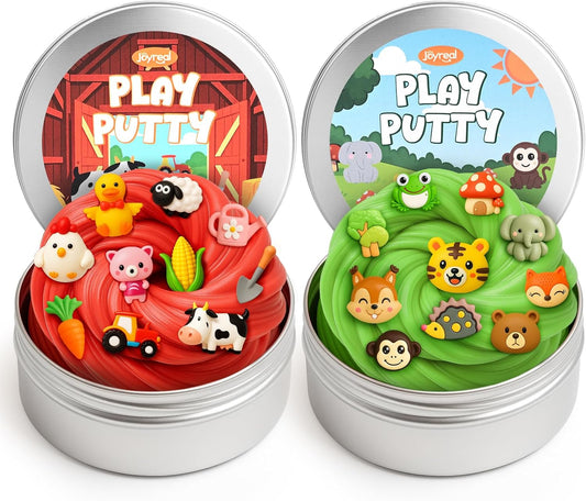 2 Pack Therapy Putty for Kids – Farm & Forest Theme Sensory Putty with Medium and Soft Resistance, Occupational Therapy Putty for Hand Exercises, Fine Motor Skills, Autism Sensory Play