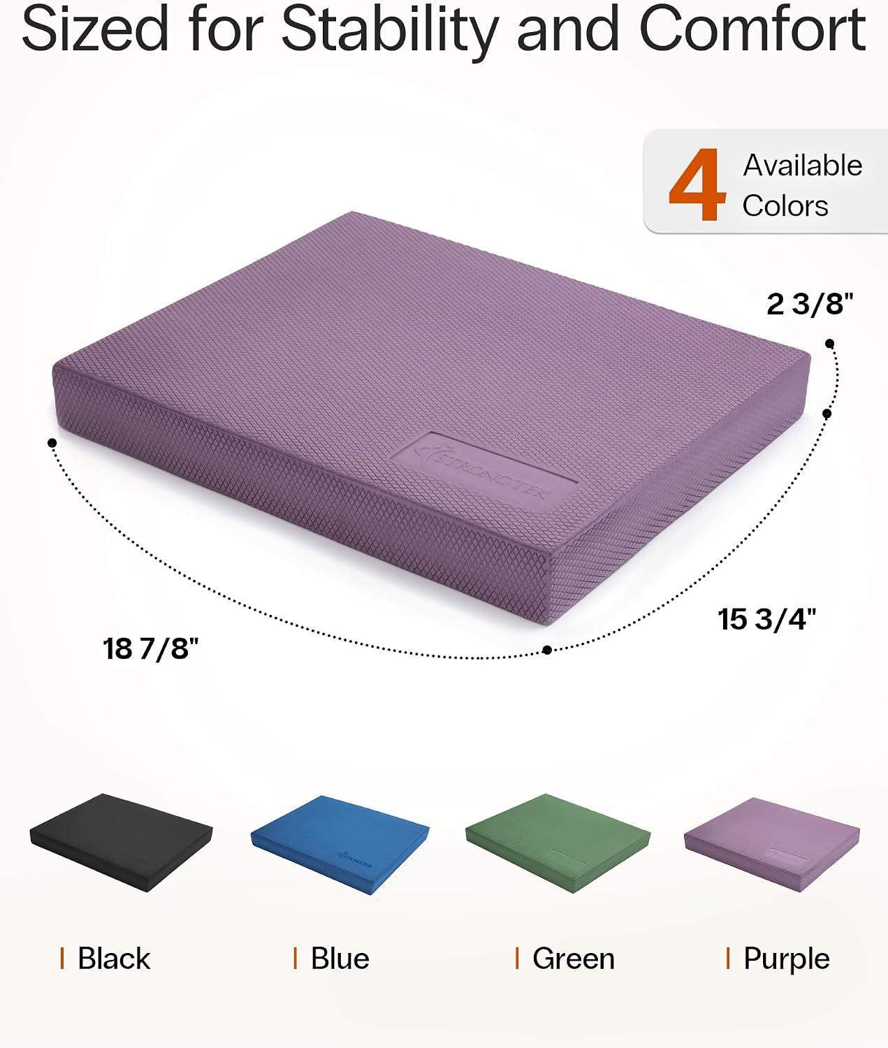 StrongTek Extra Wide Foam Balance Pad for Physical Therapy, 19" X 15.8" X 2.4", High-Density TPE Foam Pad for Exercise, Enhanced Stability, Core Strength, Non-Slip & Water-Resistant, for Fitness, Yoga