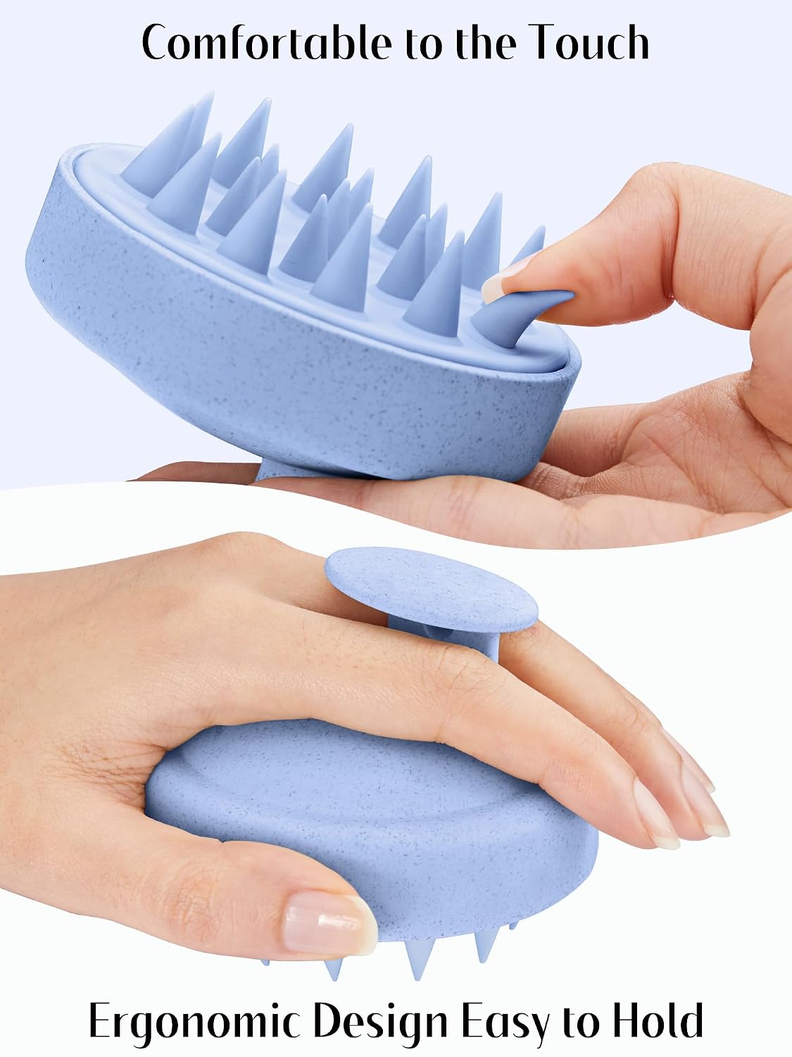 HEETA Scalp Massager Hair Growth, Soft Silicone Scalp Scrubber Shampoo Brush for Exfoliation, Dandruff Removal Head Massage Stress Relax, Wet & Dry Use for Thick Thin Curly Hair Care, Black