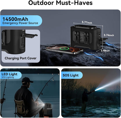 14500mAh Portable Waist Fan, Shirt Belt Clip on Fan Full Body Cooling