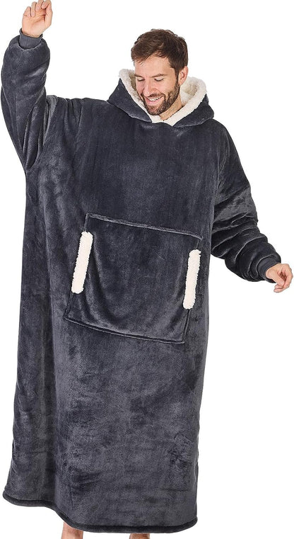 yescool Wearable Blanket Hoodie, Flannel Sherpa Fleece Blanket Sweatshirt for Adults Women Men,One Size Fits All - Colors B