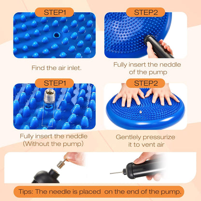 Amylove 6 Pcs Wiggle Seat Inflated Wobble Cushion for Sensory Kid 13 Inch Balance Disc Kids Flexible Seating Exercise Sensory Pad Chair Cushion for Classroom Office School (Bright)