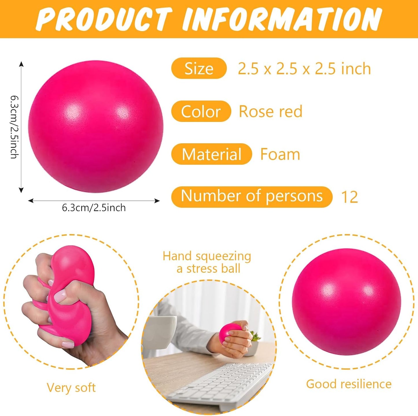 12 Pcs Blue Foam Stress Ball Squeeze Stress Relief Balls for Kids and Adults Hand Exercise Sensory Relief Toys for Anxiety ADHD Autism （Blue）