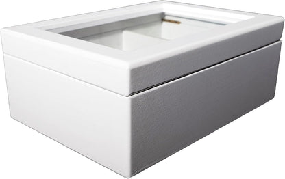 Break Tradition Wooden Tea Organizer For Tea Bags - 6 Compartments, Clear Top Window, Lid Stays Open (Black)