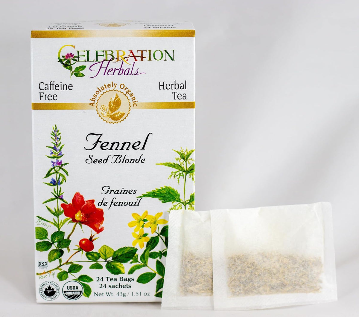 CELEBRATION HERBALS Fennel Seed Blonde Tea Organic 24 Bag, 0.02 Pound