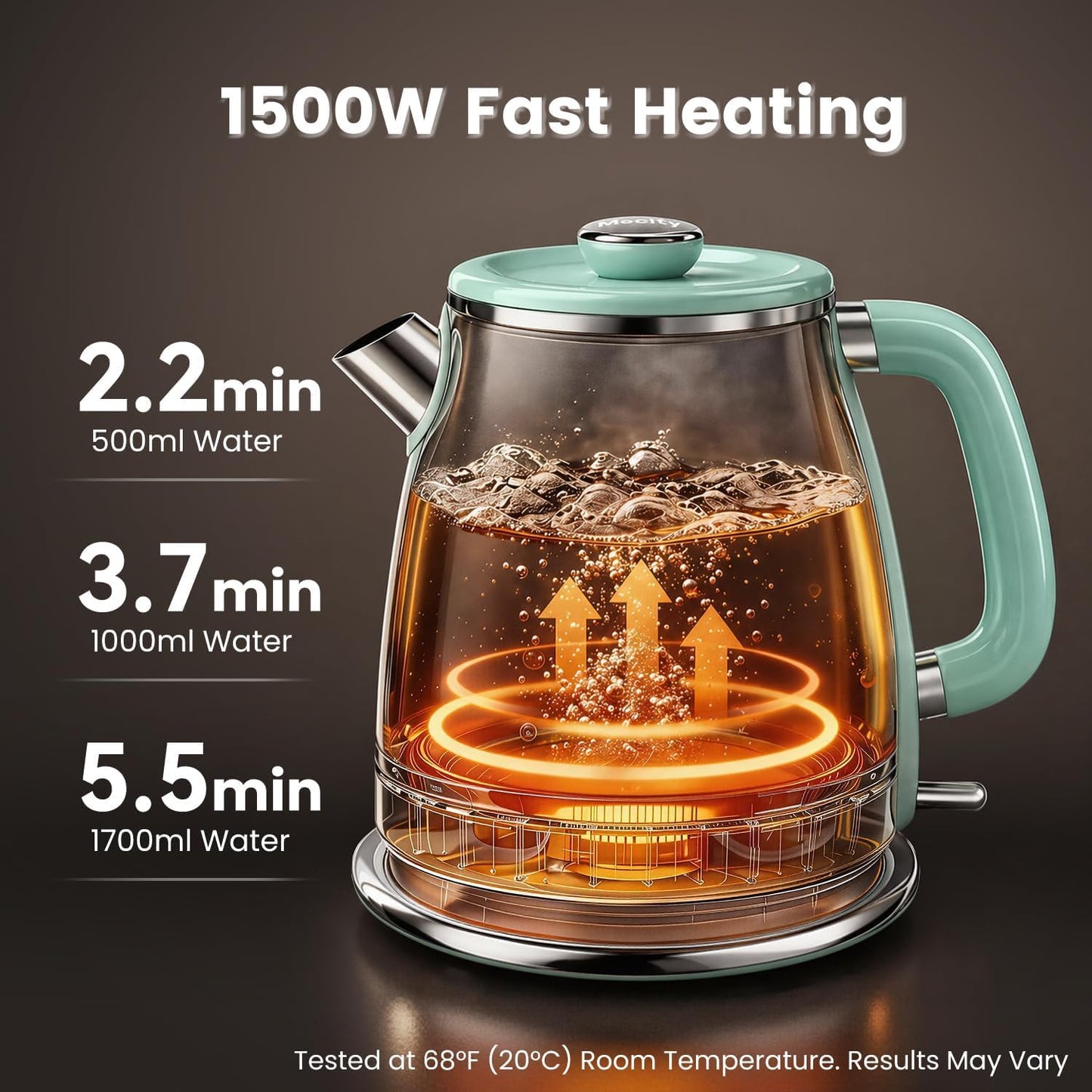 Mecity Retro Electric Kettle 1.7L, Stainless Steel Interior, Food-Grade Silicone Water Contact, Double Wall Cool Touch, 1500W Fast Boil, Thermometer (°F/°C), Wide Opening, Cream