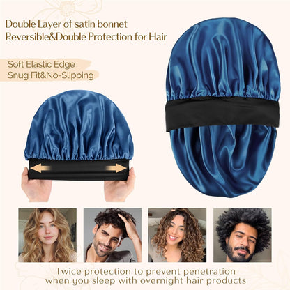 YANIBEST Silk Bonnet for Men Women Hair Bonnet for Sleeping Double Layer Satin Bonnet for Natural Curly Hair Unisex Sleep Cap
