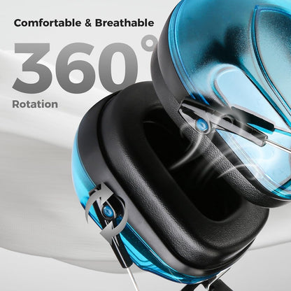 ProCase NRR 28dB Noise Reduction Ear Muffs, Foldable Adjustable Passive Noise Cancelling Headphones for Adults Kids Autism, Hearing Protection for Shooting, Construction, Mowing, Studying -Black - Colors B