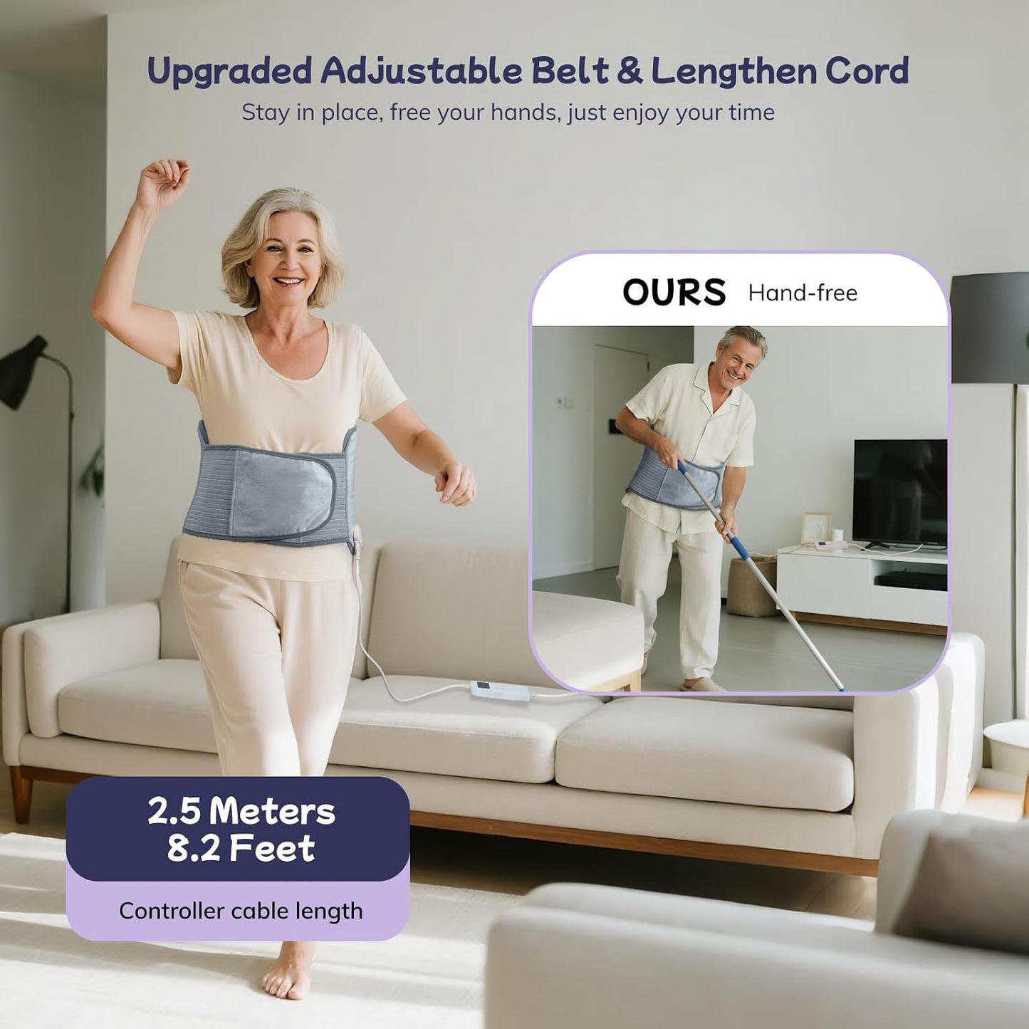 Heating Pad for Period Cramps, Upgraded Wrap Heating Pad for Back Pain Relief, Large 12''x 24''Heat Pad +26" Belt Adjustable 4 Timer 6 Heat Level Auto Shut Off, Christmas Birthday Gifts for Women Mom