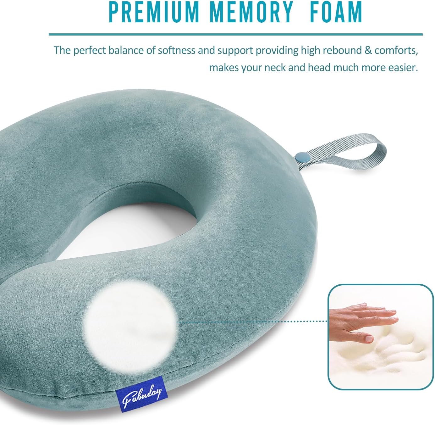 Travel Pillow Memory Foam for Airplanes - Neck Pillow for Traveling, Car, Home, Flight Pillow for Sleeping with Attachable Snap Strap Soft Washable Cover, Provide Head Neck Support Rest, Dark Gray