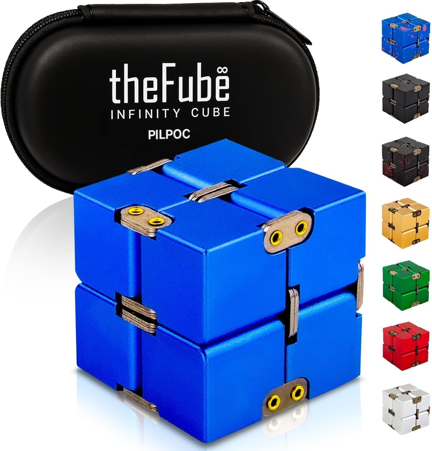 PILPOC theFube Fidget Cube, 6-Sided Stress Relief Infinity Cube for Adults & Kids, Boosts Concentration, Mindfulness Aid, Silent & Audible Modes, Stocking Suffers for Boys, Kids and Adults (Midnight)