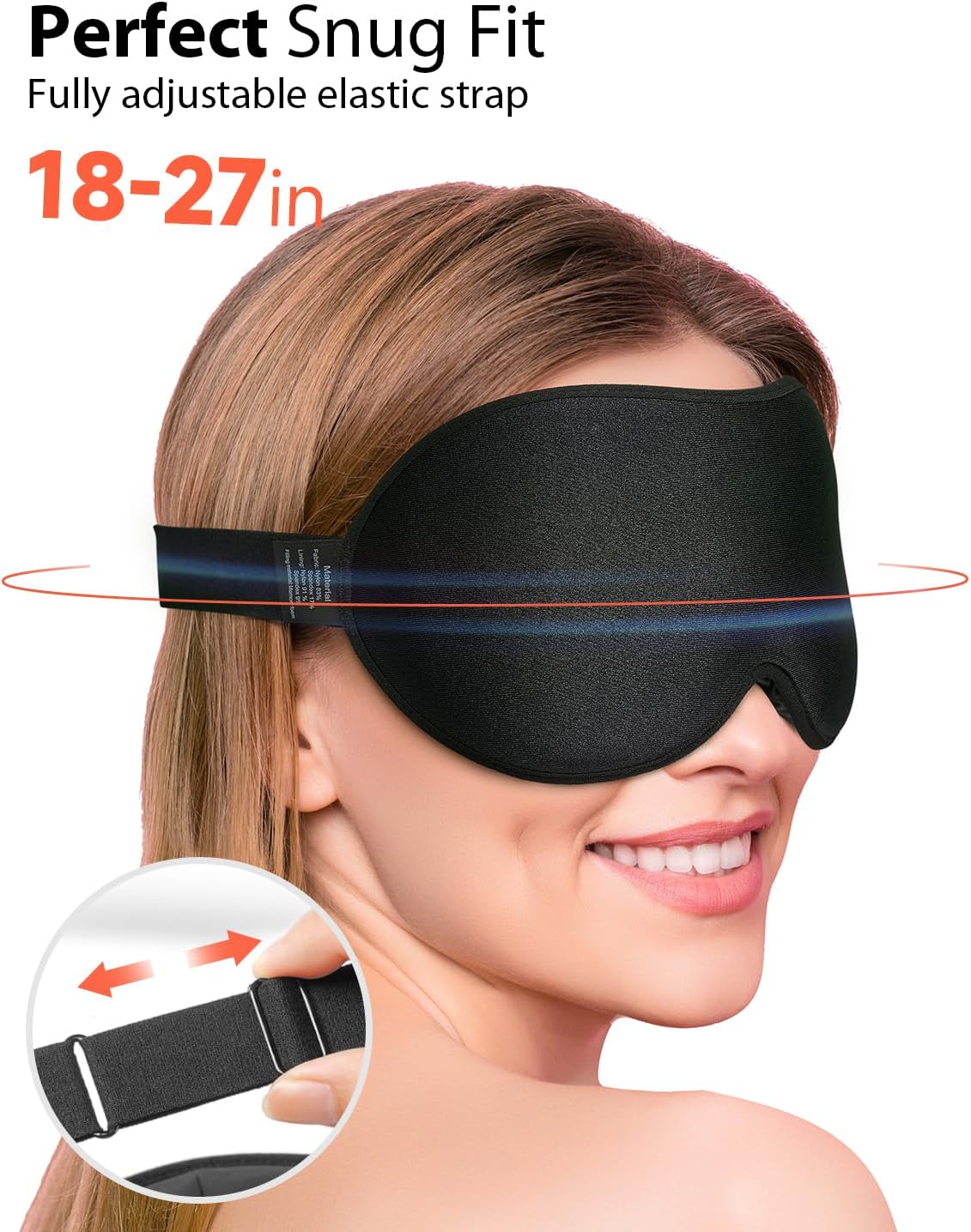 MABAO Weighted Sleep Mask - 100% Blackout Eye Mask for Sleeping for Women Men, 3D Contoured for Lash Extension, Zero Eye Pressure Memory Foam Cover, Soft Gentle Pressure Blindfold for Travel - Black