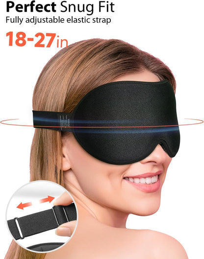 MABAO Weighted Sleep Mask - 100% Blackout Eye Mask for Sleeping for Women Men, 3D Contoured for Lash Extension, Zero Eye Pressure Memory Foam Cover, Soft Gentle Pressure Blindfold for Travel - Black