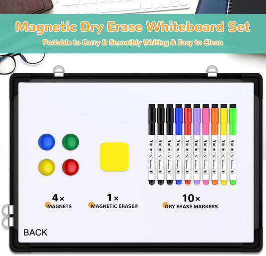 Weekly Calendar Whiteboard for Wall, 16x12 Inches Dry Erase Board, Small Magnetic White Board, Double-Sided Hanging Board for Office School Home Kitchen, Portable Board for Drawing Planning To Do List
