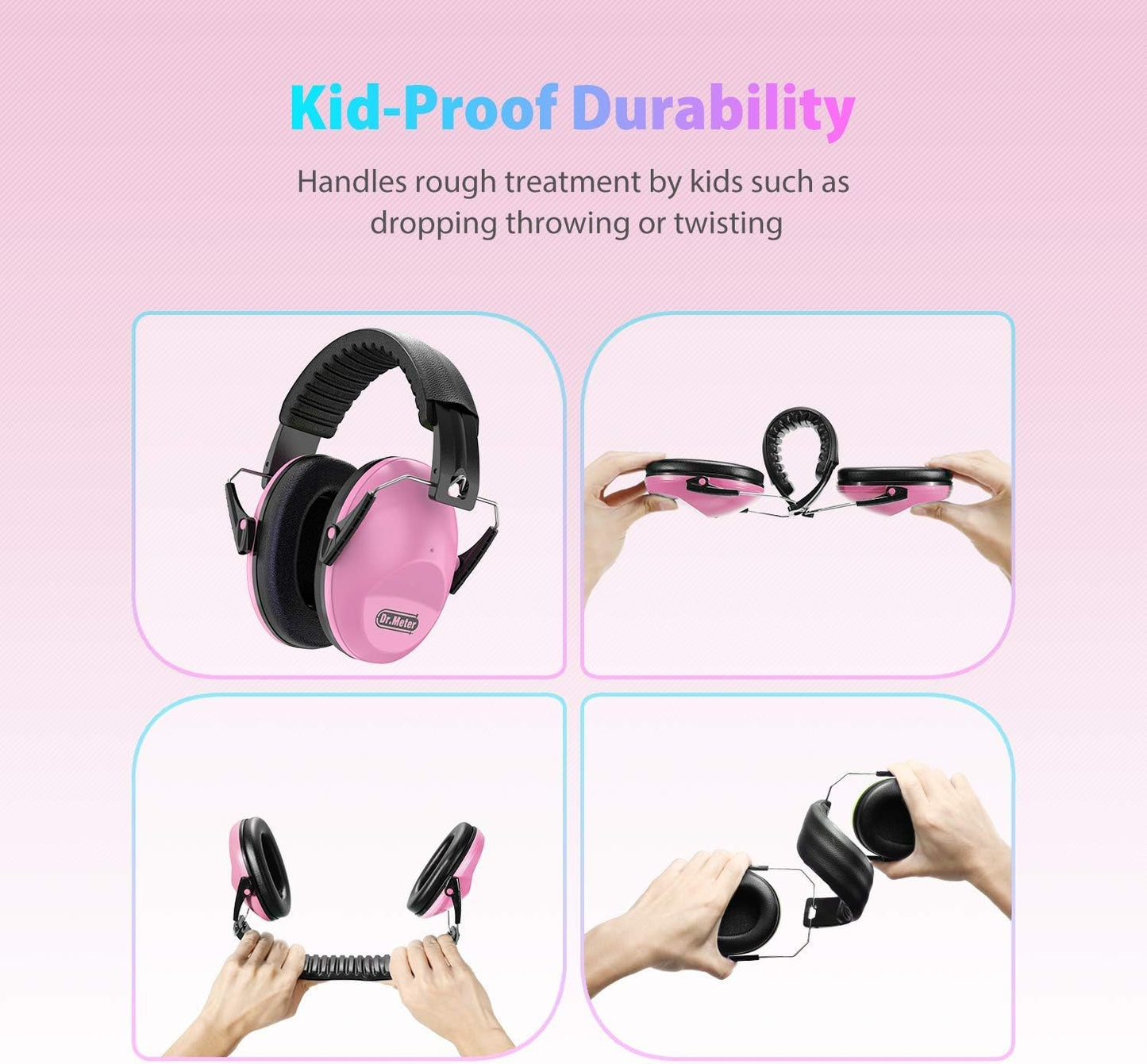 Dr.meter Ear Muffs for Noise Reduction: 27.4SNR Noise Cancelling Headphones for Kids Adults, EM100 Adjustable Hearing Protection Earmuffs for Monster Jam, Autism Sensory, Concerts, Fireworks