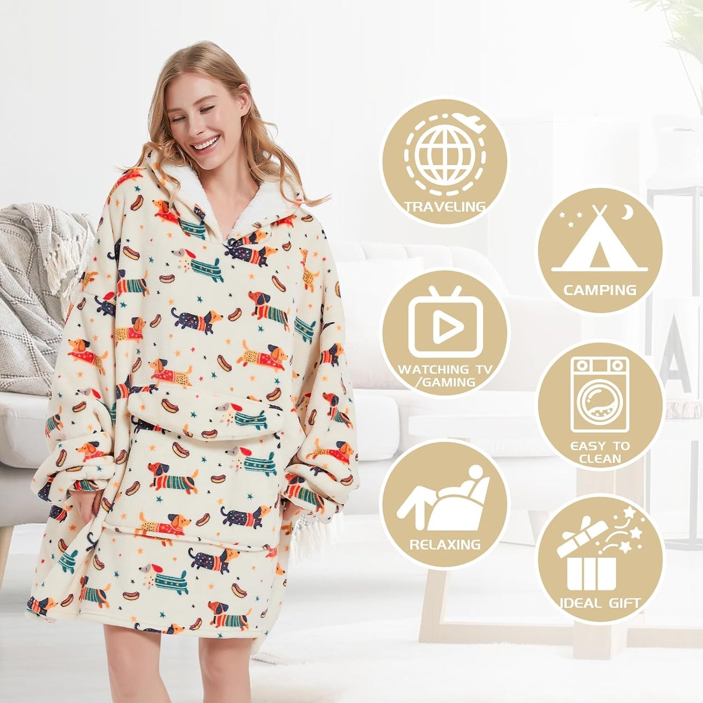 Mewkou Wearable Blanket Hoodie for Adult,Oversized Sherpa Fleece Blanket Hoodie for Women Men,Grey