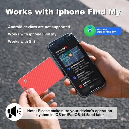 Wallet Tracker Card, Slim Rechargeable Bluetooth Item Locator, Smart Finder Compatible with Apple Find My for Wallet, Luggage, Passport, IP68 Waterproof (iOS Only) (Carbon Fiber Black)