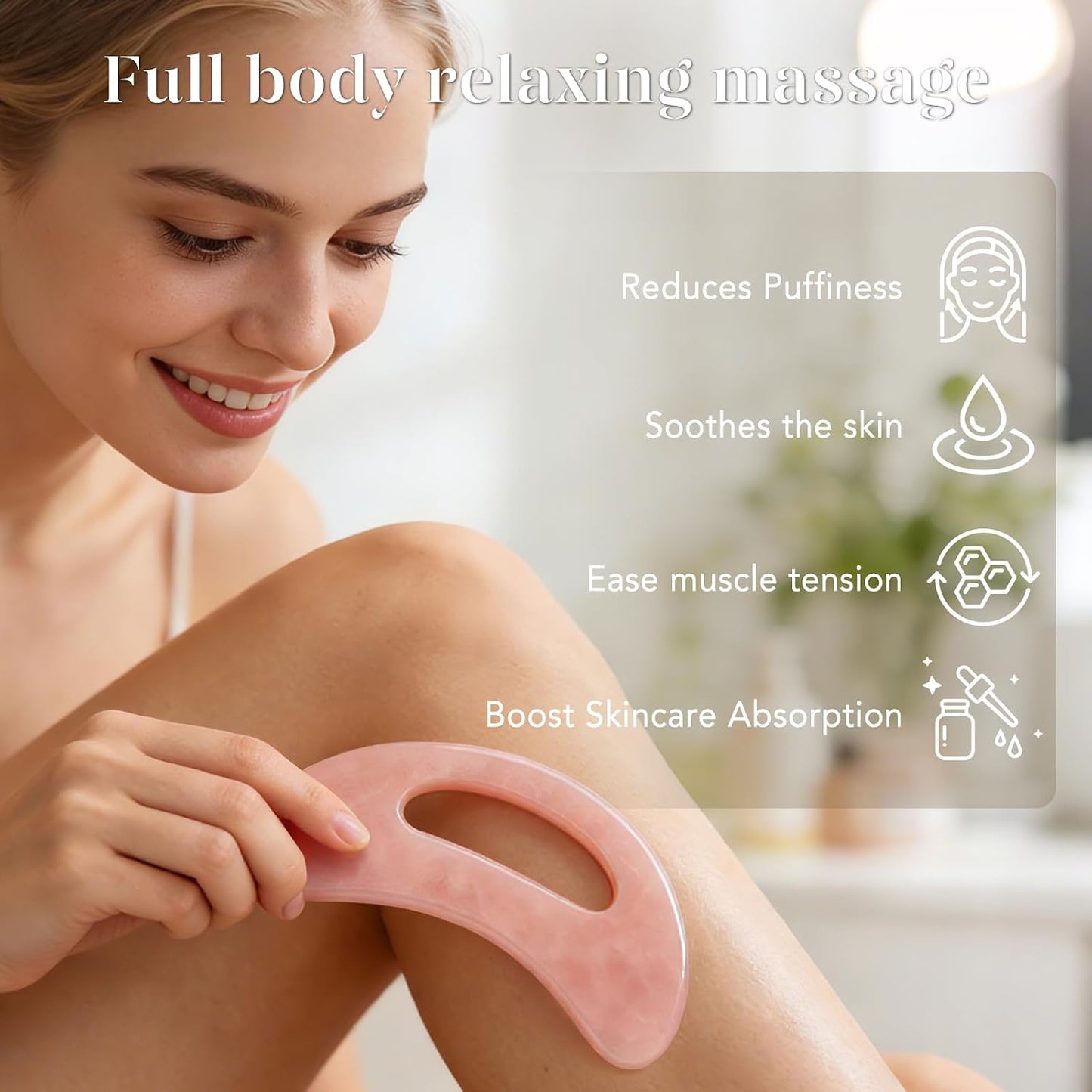 BAIMEI IcyMe Natural Rose Quartz Gua Sha Facial Sculpt Massage Tool-Pink