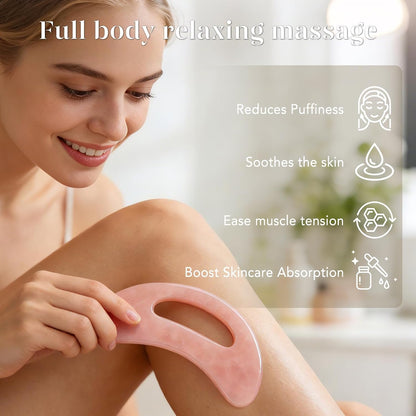 BAIMEI IcyMe Natural Rose Quartz Gua Sha Facial Sculpt Massage Tool-Pink