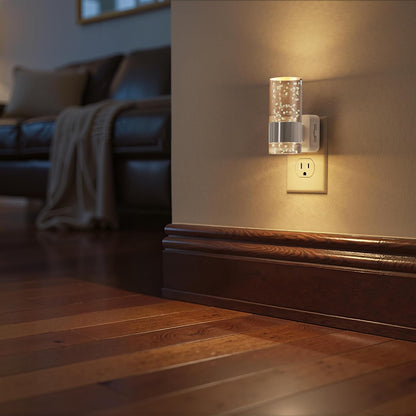 Briignite Night Lights Plug into Wall, Modern LED Night Light Plug in, Dusk to Dawn Sensor,Amber Night Light 0-100LM Adjustable Brightness, Dimmable NightLight for Hallway, Bedroom, Stairway, 2 Pack