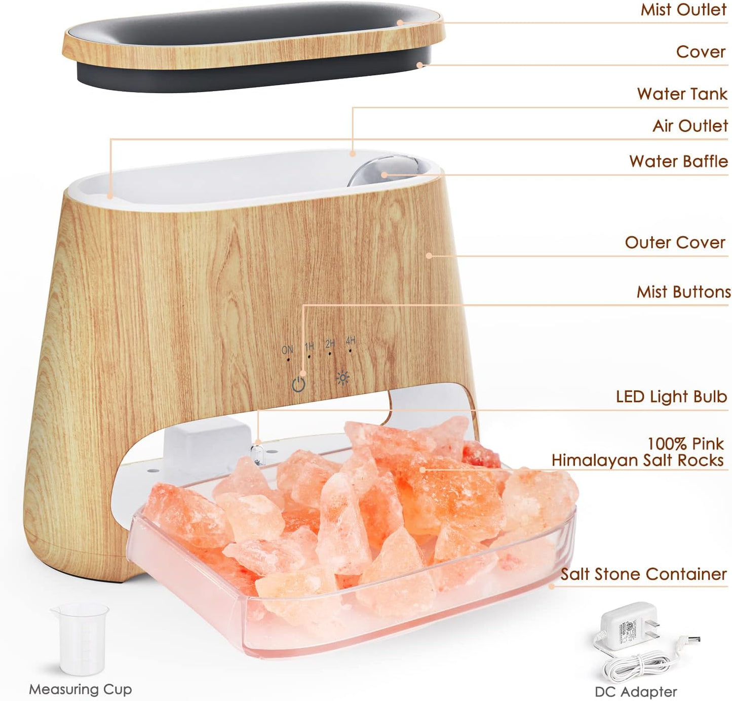 SALKING 2-in-1 Ultrasonic Essential Oil Diffuser & Himalayan Salt Lamp, Aromatherapy Diffuser Cool Mist Humidifier with 3 Brightness, Salt Therapy Lamp, 100% Pure Himalayan Salt Rock, 150ml (Marble)